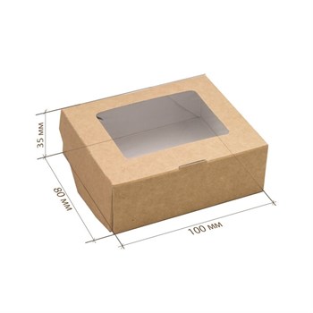 Коробка с прозрачным окном (быстросборная, склеенная) 100х80х35 мм, 300 мл - фото 4608