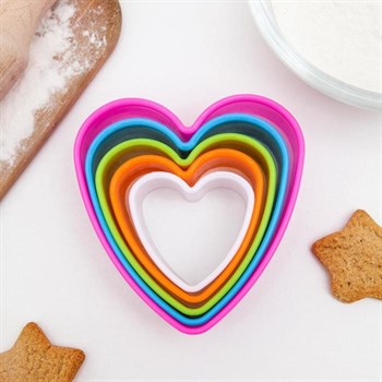 Набор форм для печенья «Сердце», 5 шт, цвет МИКС - фото 6810