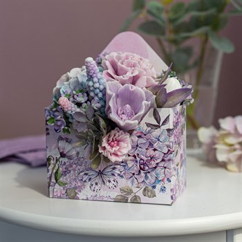 Коробка-конверт мини "Сиреневые цветы" 11х5х15см - фото 7918