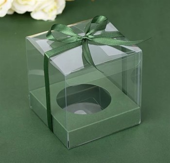 Коробка "Аквариум" с Зеленой лентой 9х9х9 - фото 9084