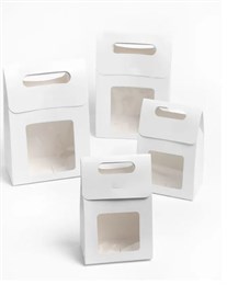 Коробка-сумочка, белая с окошком 13,5*20,5*8 см