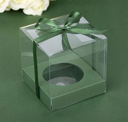 Коробка "Аквариум" с Зеленой лентой 9х9х9
